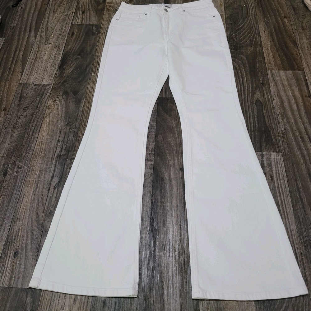 White Stretch Denim Jeans "Just Black Denim" Size 29 Wide Bell Bottom